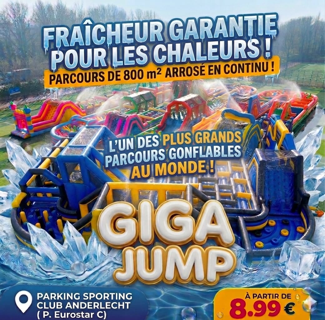 GigaJump — Fraîcheur garantie pour les chaleurs, parcours de 800 m² arrosé en continu